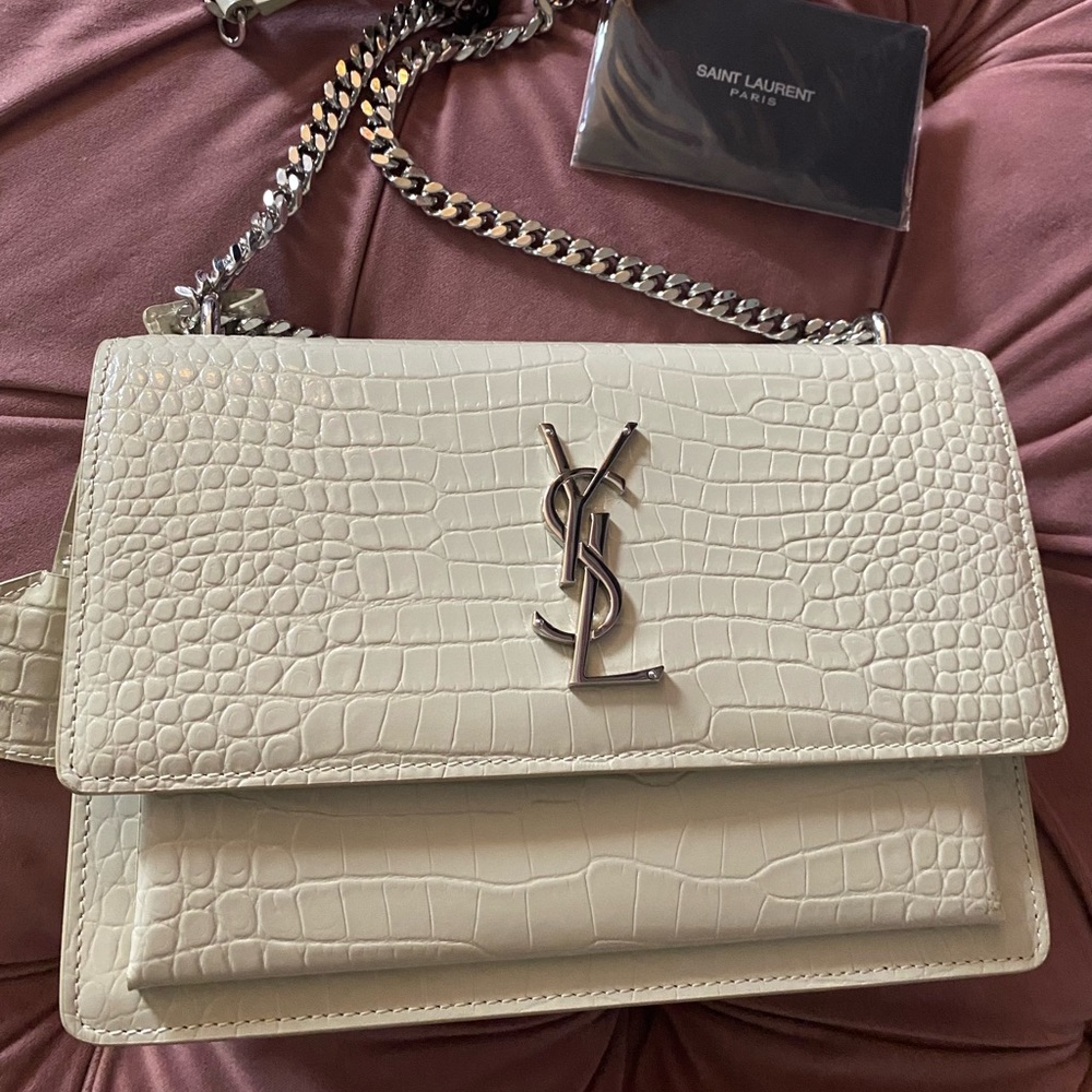 Saint Laurent Sunset Medium Handbag Blanc Vintage
